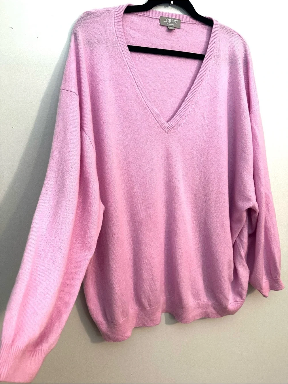 J.Crew Cashmere Relaxed V-Neck Sweater in Pink Size XXL